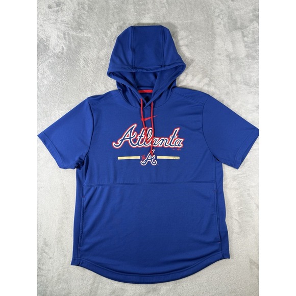 Atlanta Braves Nike Hoodie Mens M Blue Short Sleeve City Connect Pullover MLB - Picture 1 of 13